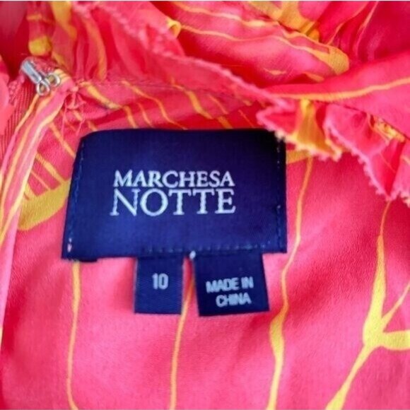 Marchesa Notte Printed Ruffled Tiered Tulle Midi Dress - Picture 10 of 10